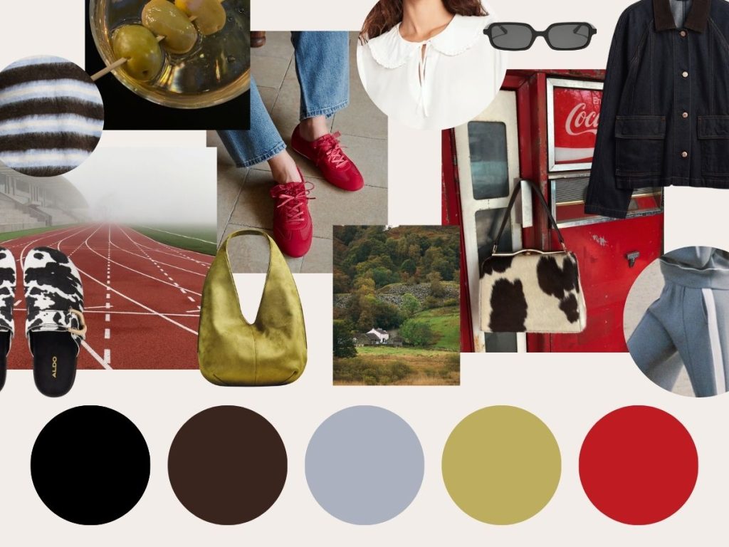 A group layout of fall wardrobe products with image credits