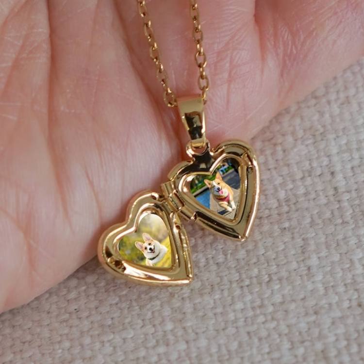 Gold vintage-style locket necklace.