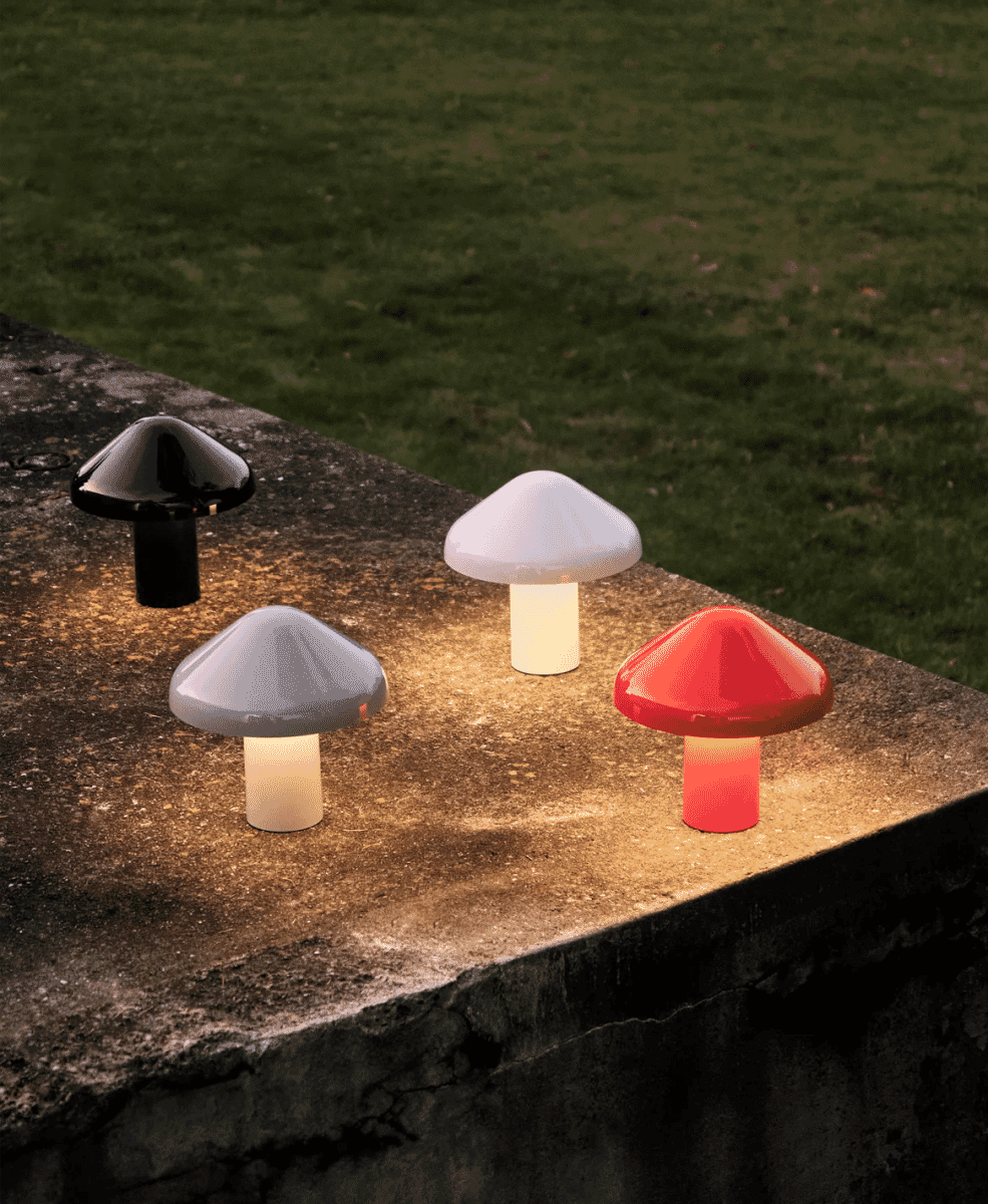 Detail of the base and sleek design of the HAY Pao Table Lamp.