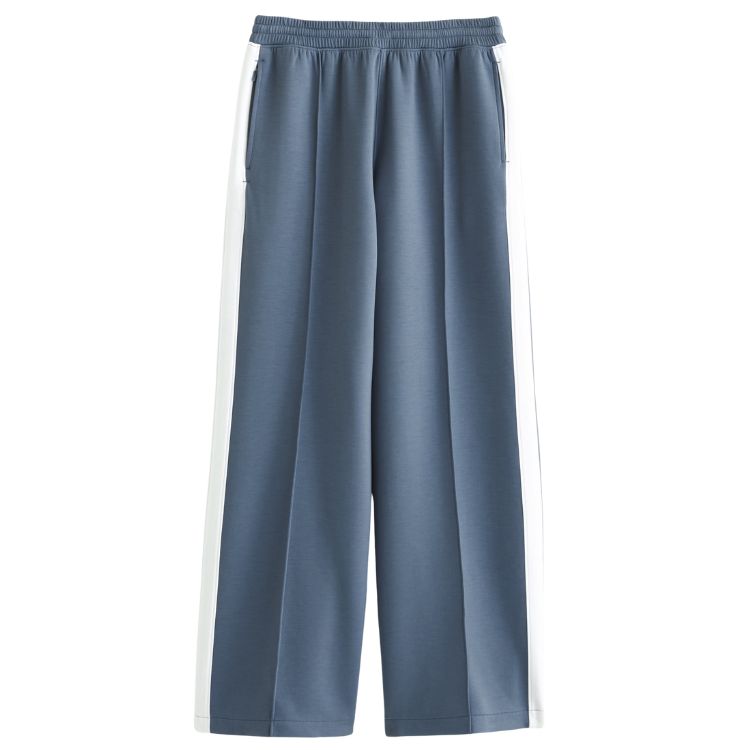 Brown track pants with white side stripes