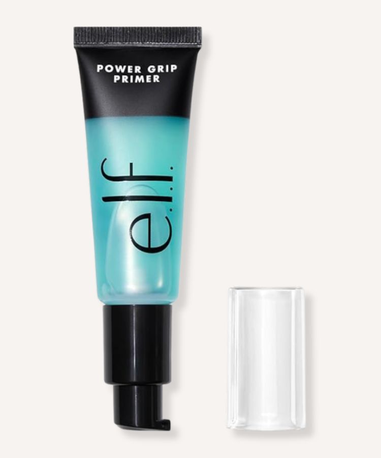 The e.l.f. Power Grip Primer in a blue squeeze bottle.