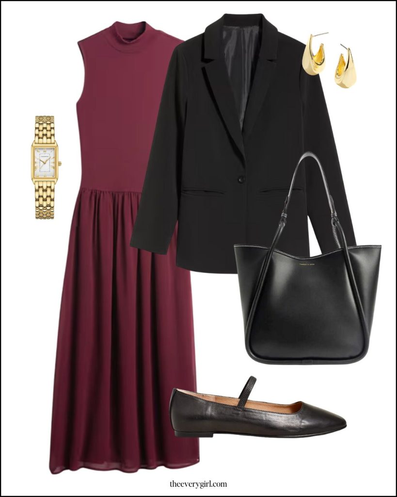 A modern oversized structured blazer styled for a professional meeting.