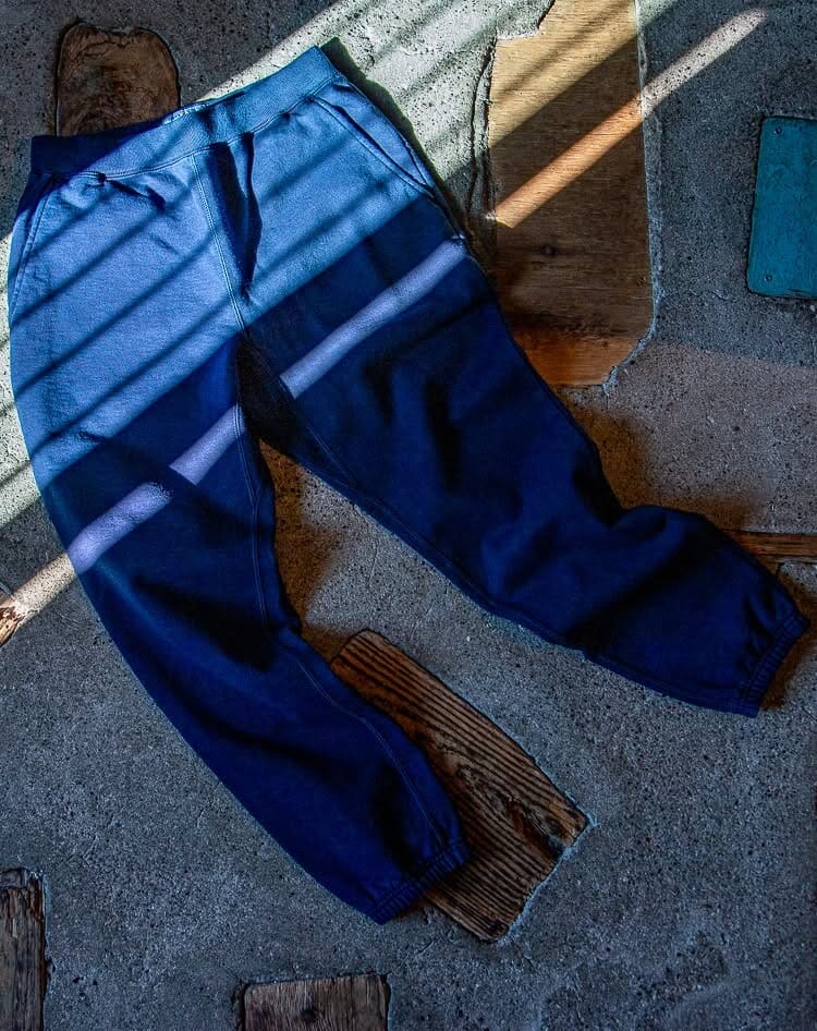 Close-up of a Blue Blue Japan indigo-dyed jacket.