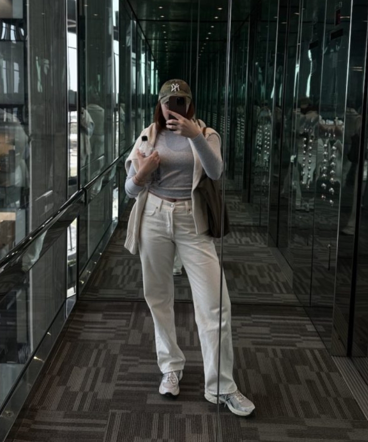 Keely Geist wearing classic denim jeans.