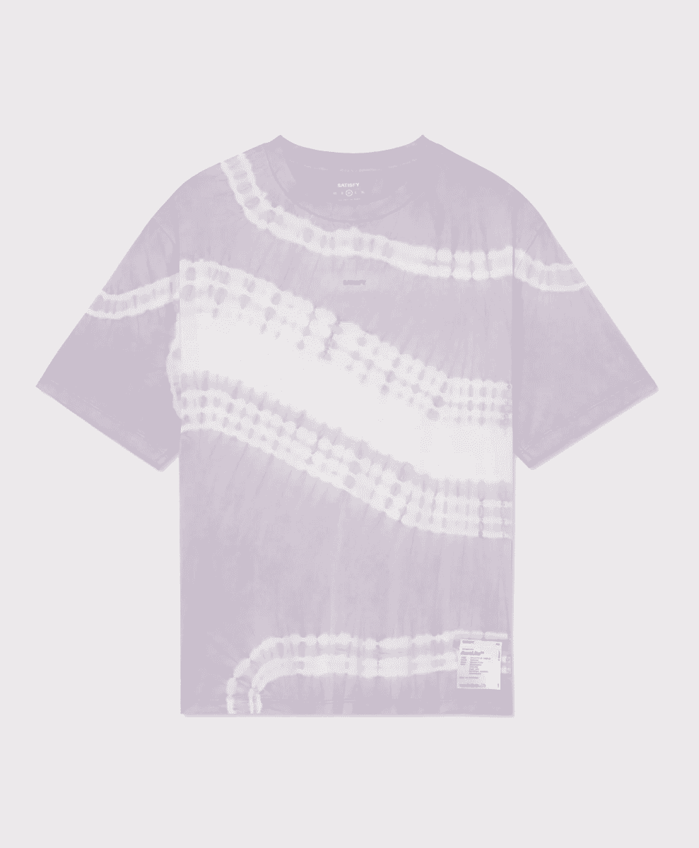 A light purple tie-dye AuraLite performance T-shirt for trail running.