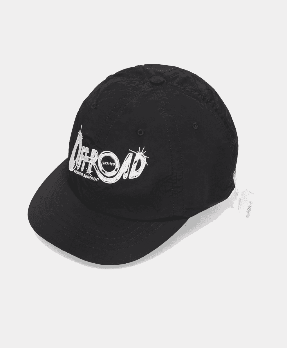 Black Satisfy OFFROAD baseball cap with embroidered logo.