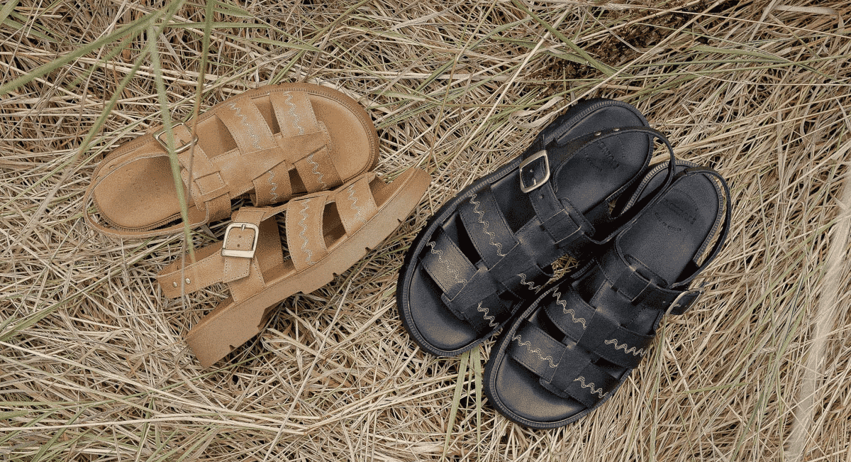 Top-down view of multiple shoe styles from the Kleman SS26 collection including various leather and suede options.
