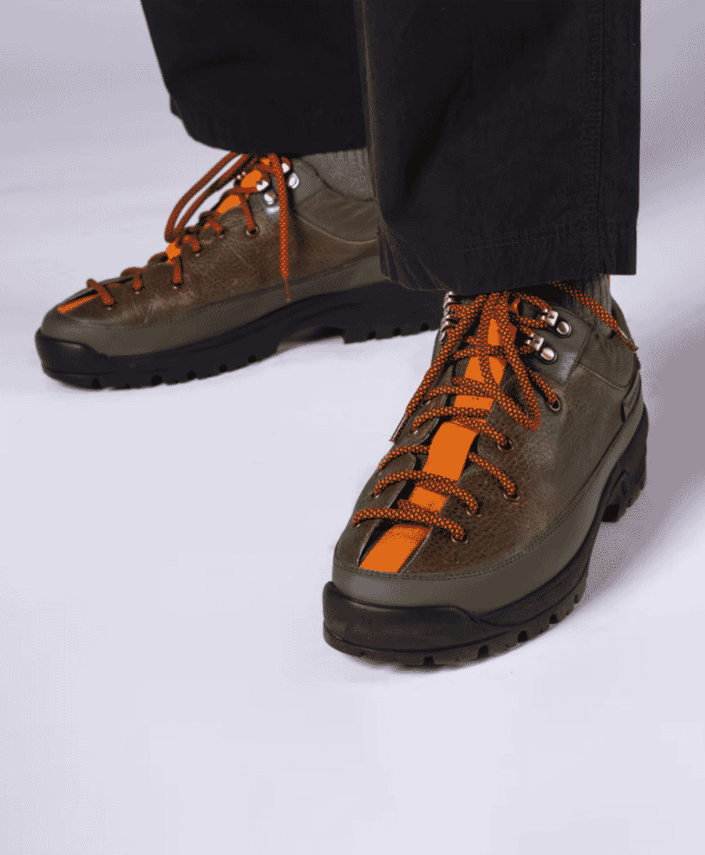 Side view of the Grenson Sneaker 70 focusing on the thick rubber lug sole.