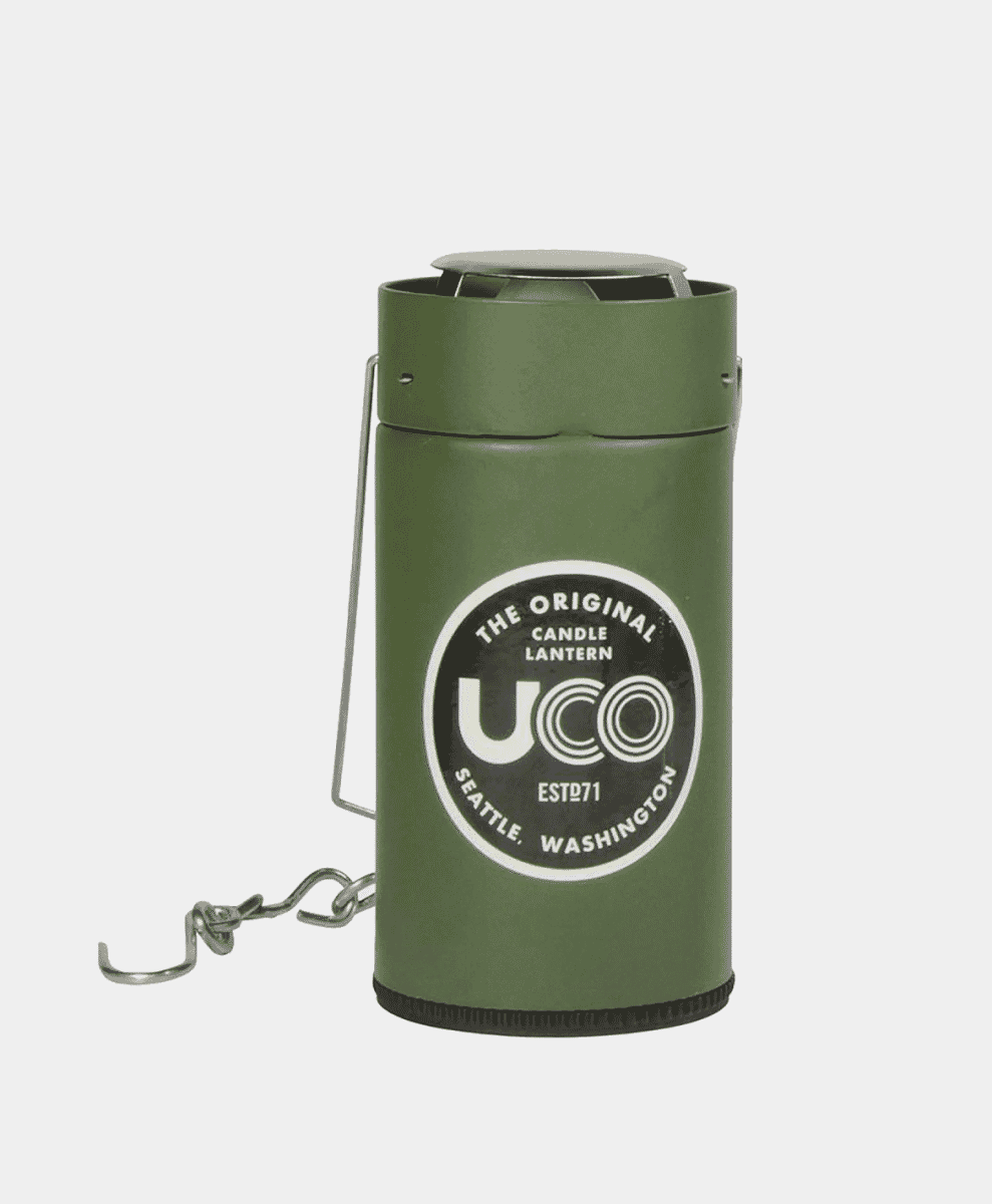 Close-up of the UCO Lantern glass and metal casing.