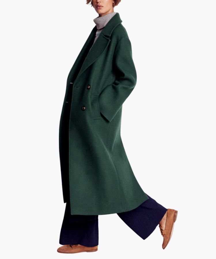 A classic cocoon-shaped wool coat from Boden.