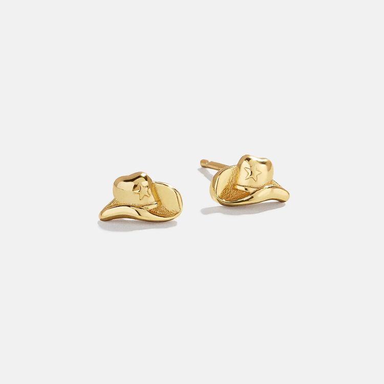 Sparkly Cowboy Hat Earrings with crystal detailing.