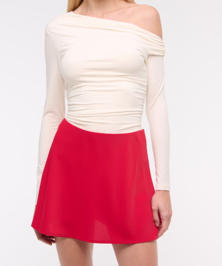 A mini skort in a neutral fabric.