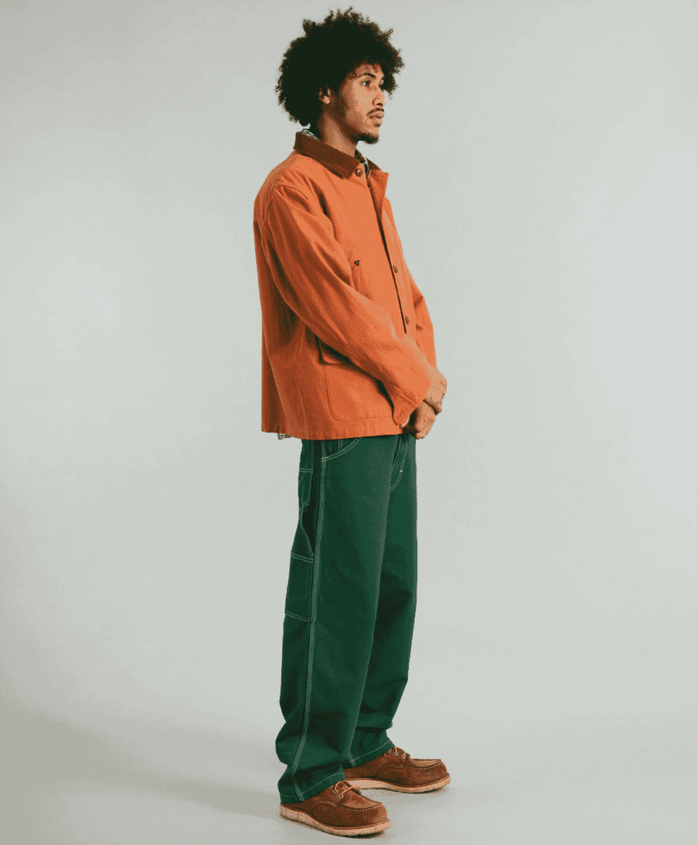 Rear view of Stan Ray pants showing the heritage brand label.