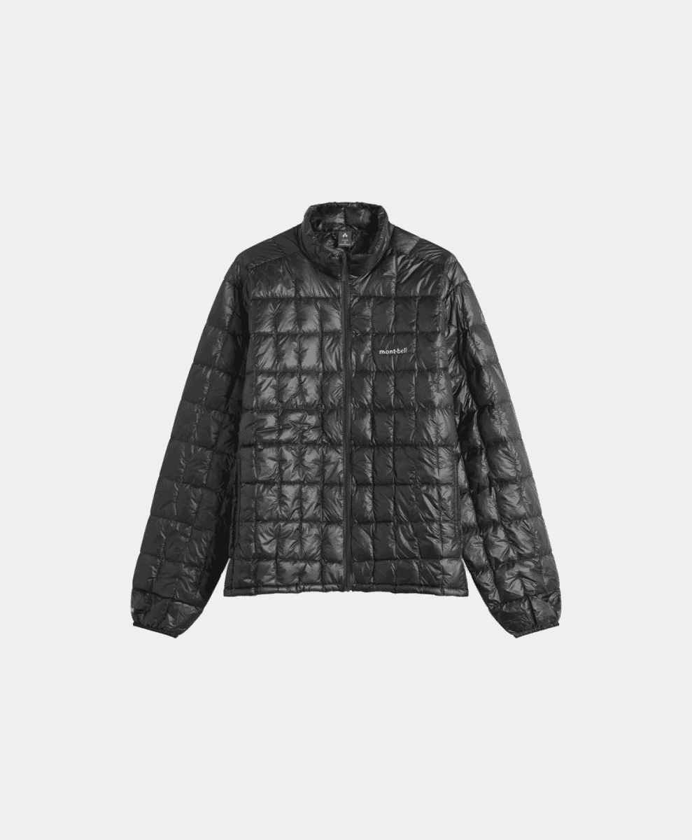 Close-up texture of the ultralight down jacket fabric.