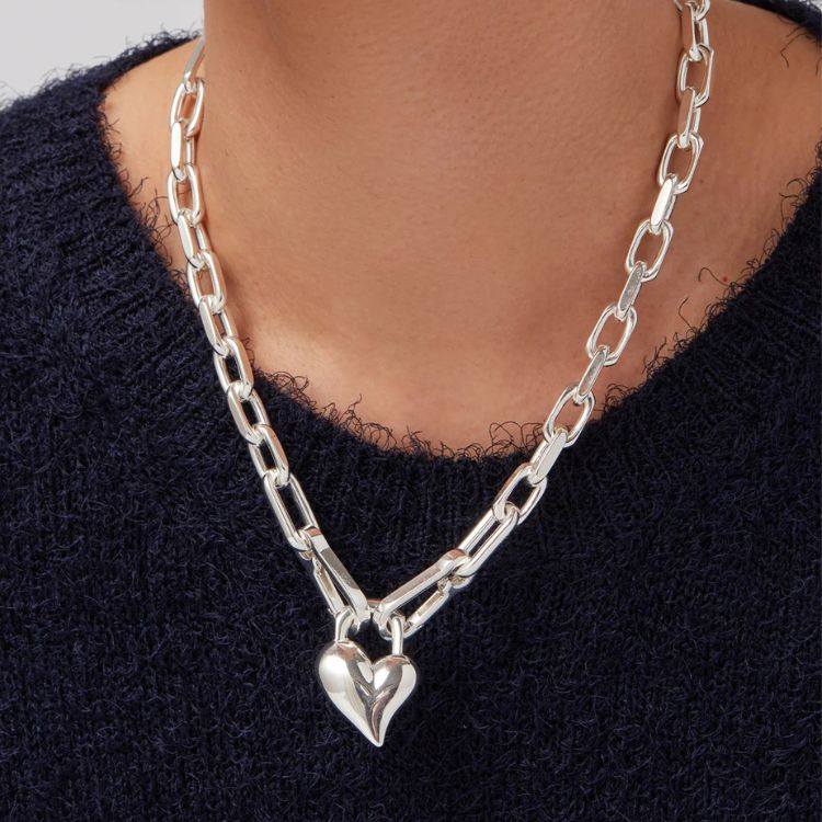 Jenny Bird Padlock Heart Pendant Necklace in a gold finish.