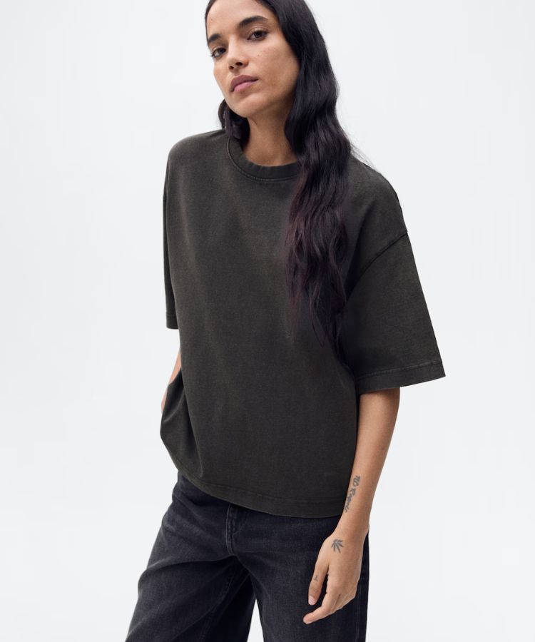 An oversized white cotton t-shirt.