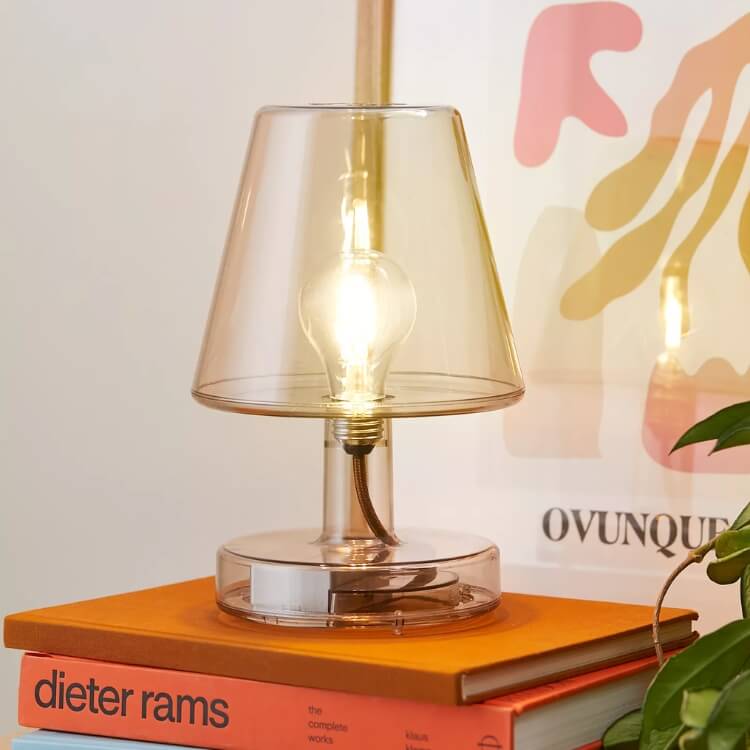 Small portable wireless table lamp with a mushroom shape