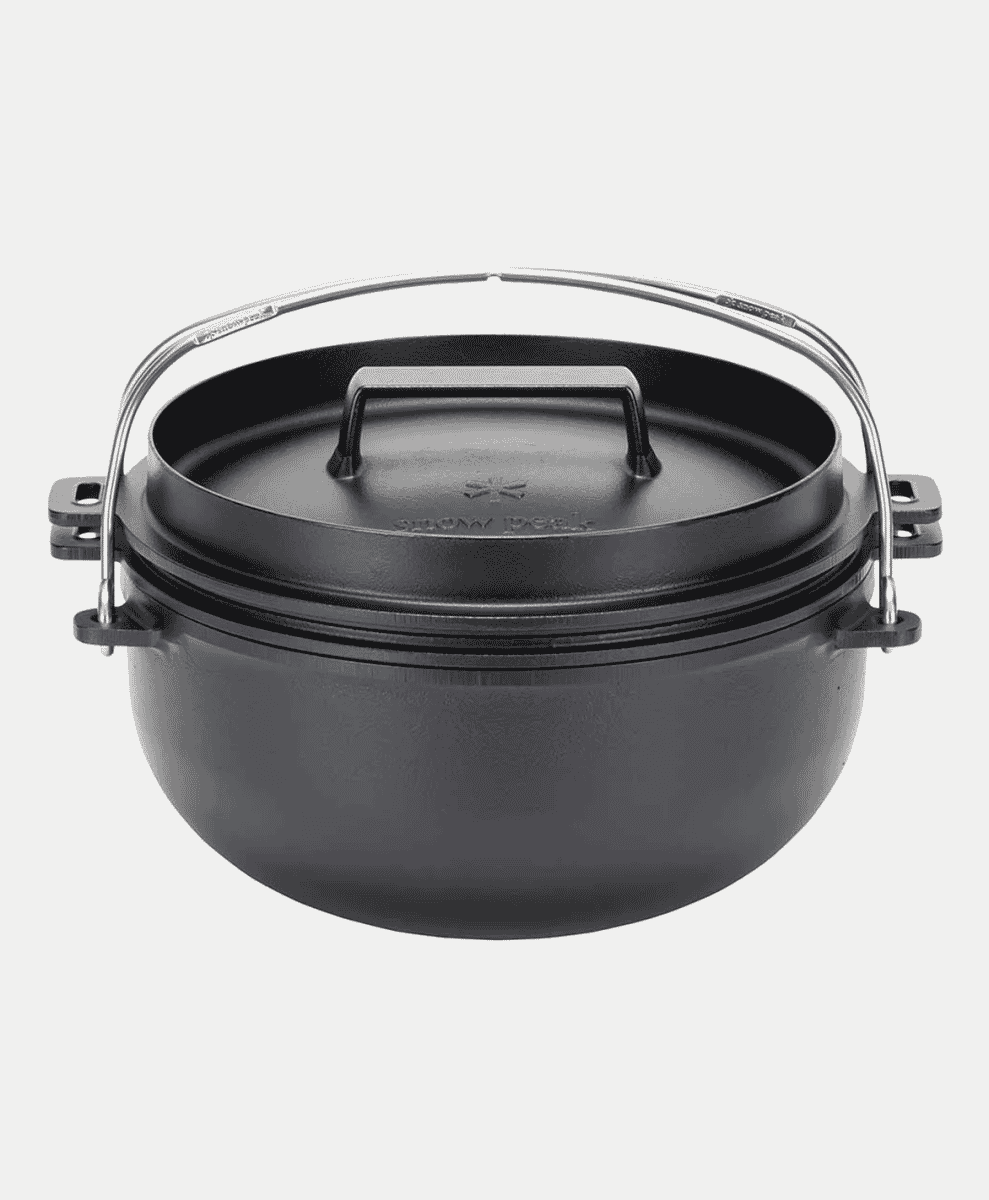 Close-up of the Snow Peak Oven's cast iron finish and lid.