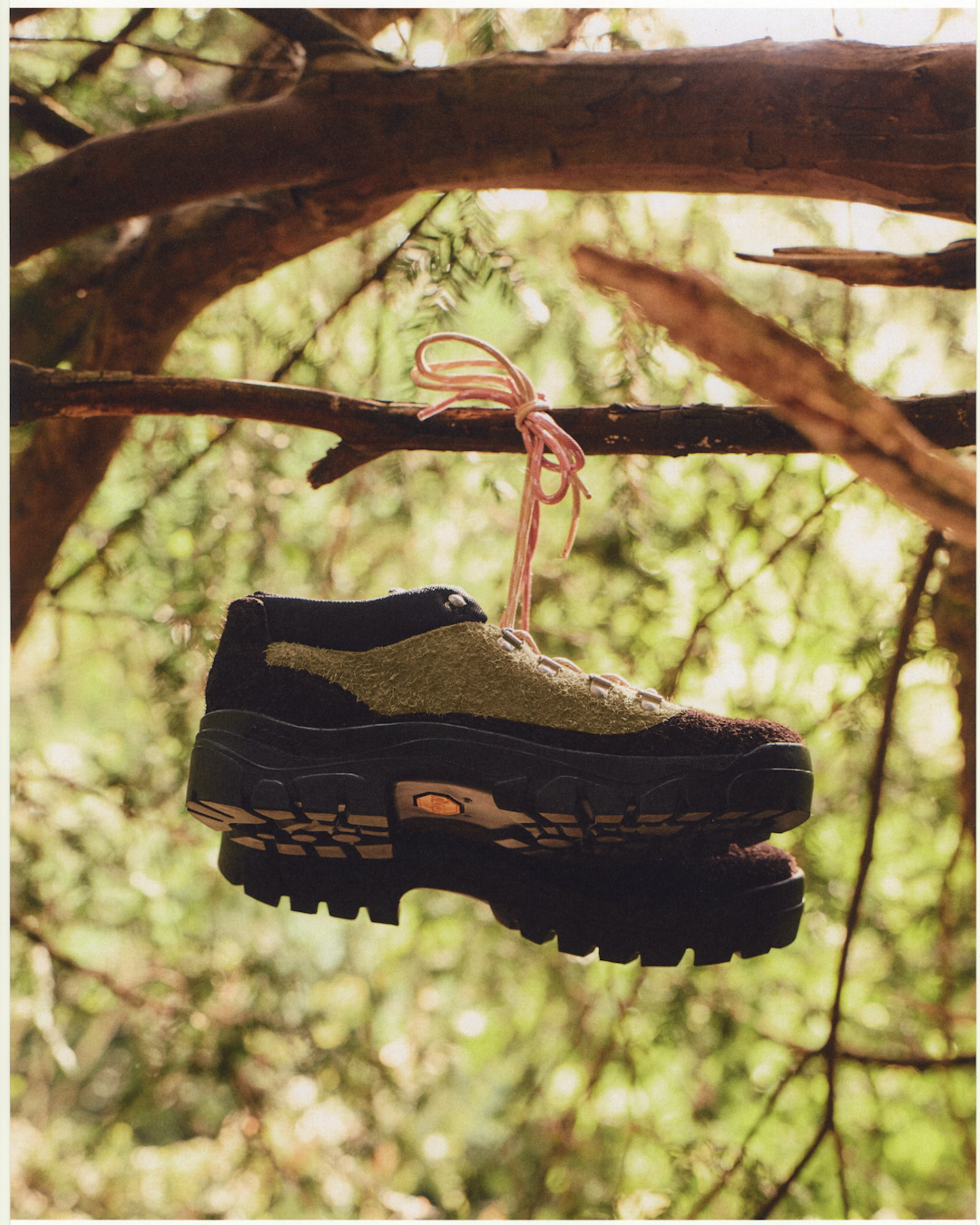 High-angle shot focusing on the textured lugs and grip pattern of the Vibram Moreflex outsole.