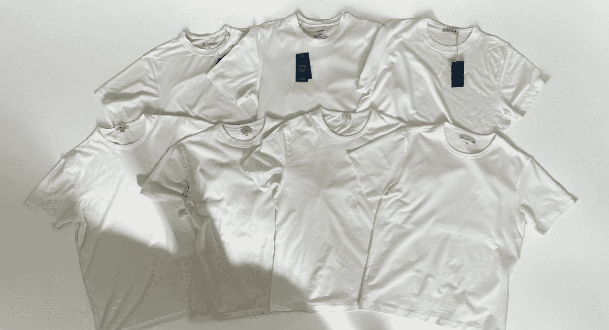 A gallery showcasing the best white t-shirts for men in various styles.