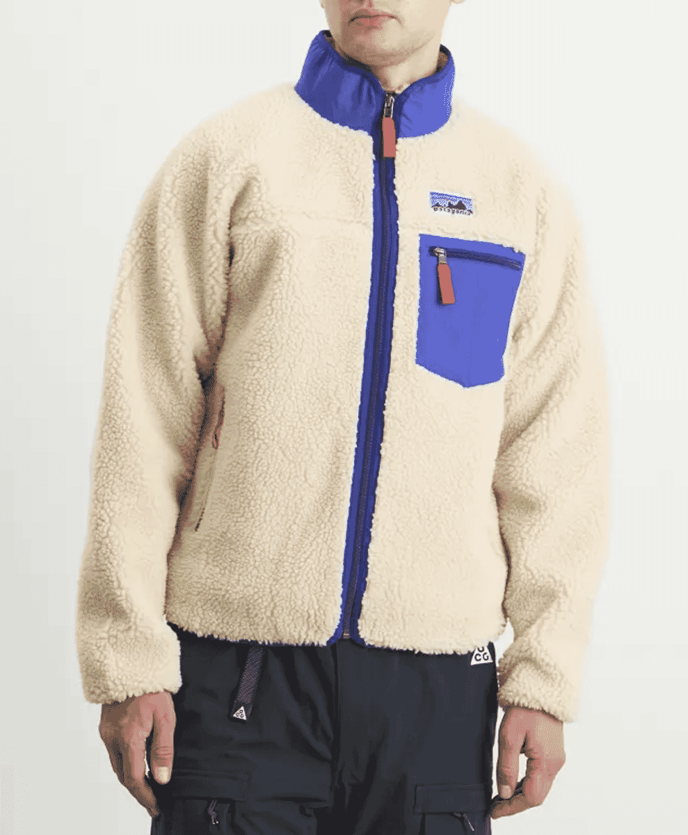 The Patagonia Classic Retro-X Jacket in a neutral colorway.