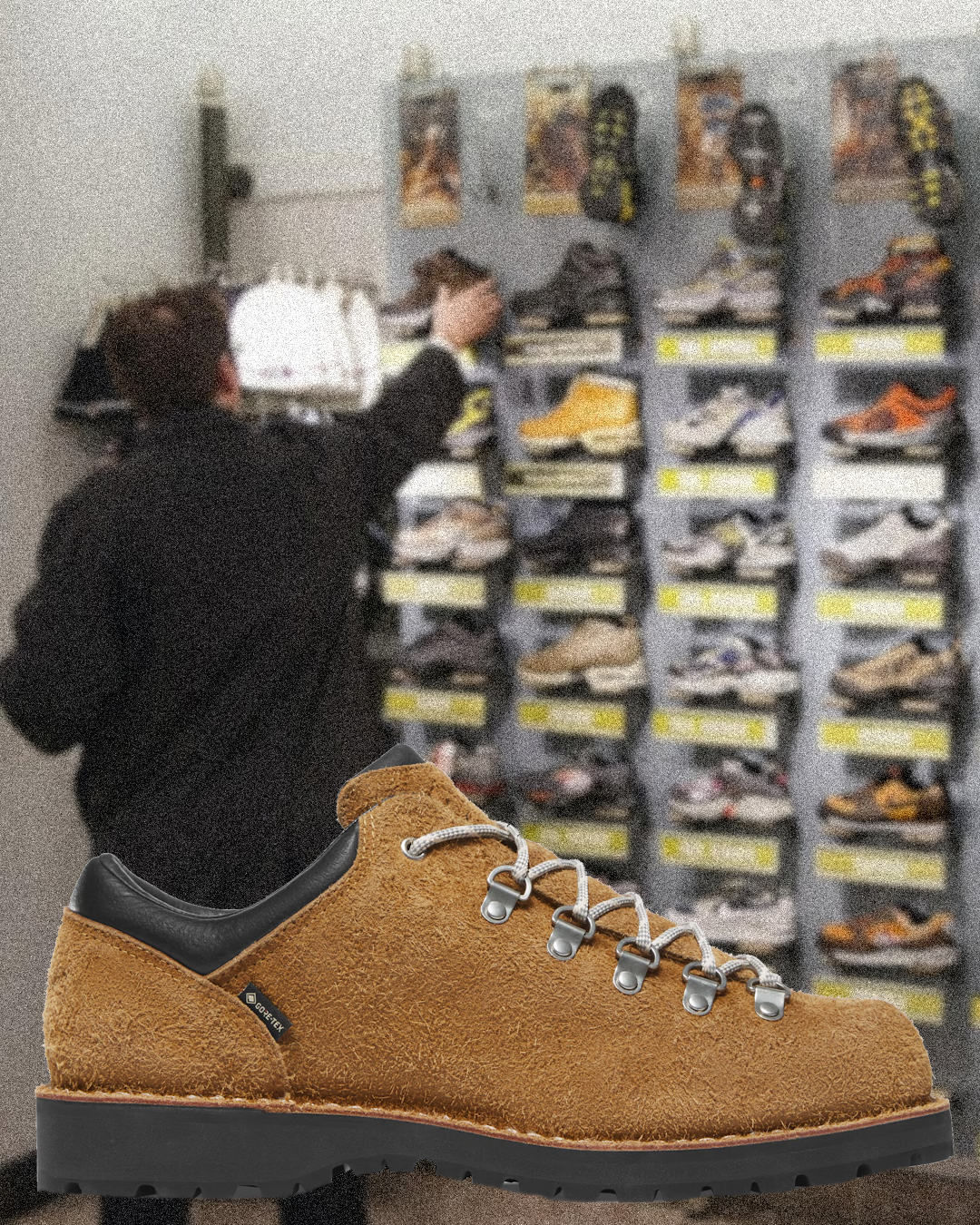 Close-up of a slim-sole sneaker with delicate ribbon-like ballet lacing.