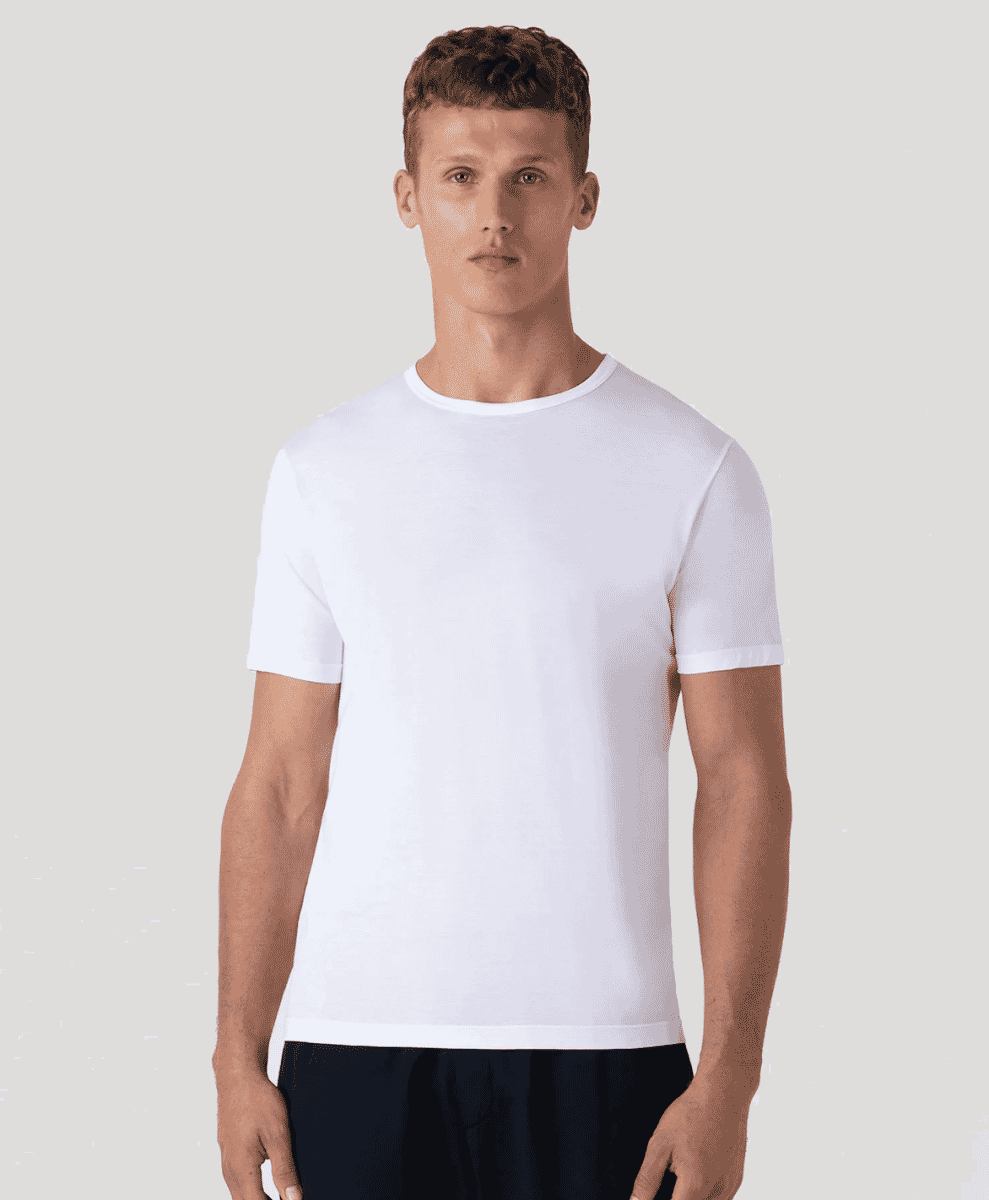 Sunspel t-shirt styled in a smart-casual outfit.