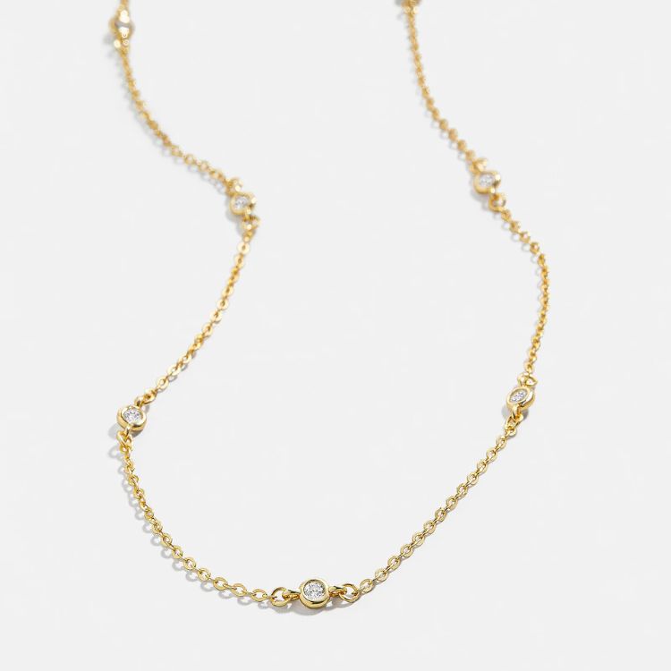 A delicate pavé layering necklace with small crystals.