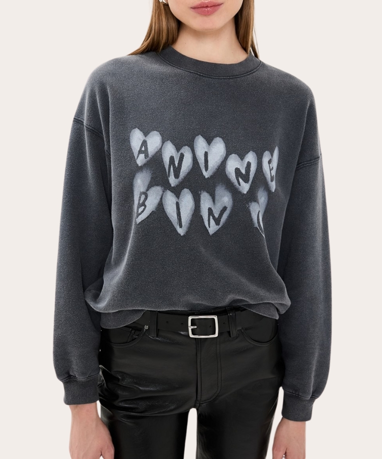 ANINE BING Hearts Sweatshirt.