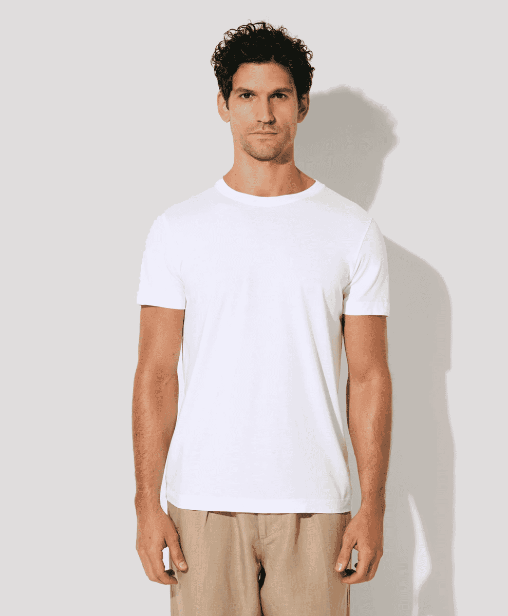 Detailed texture of the CDLP Lyocell blend t-shirt.