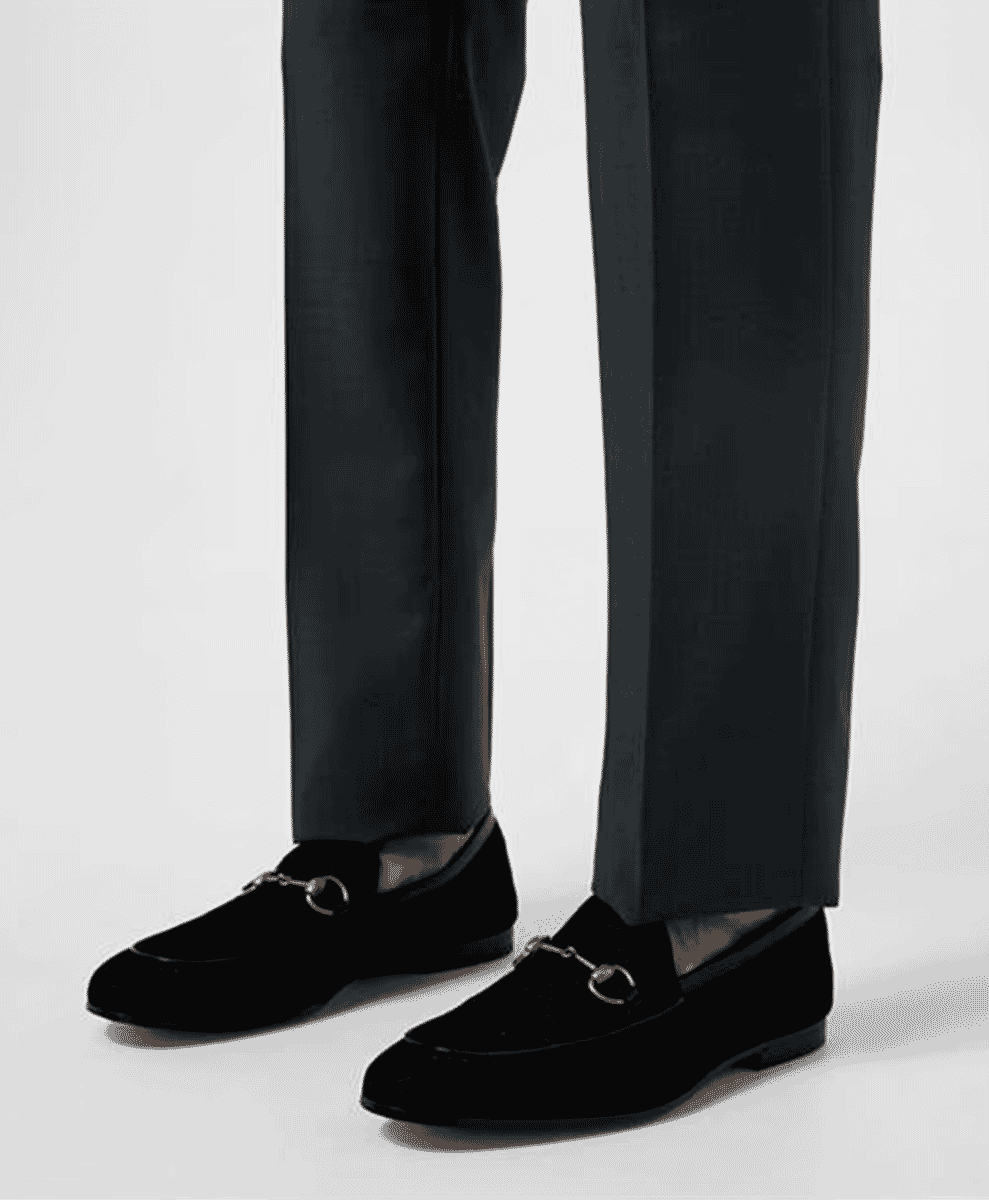 Detail of Gucci smart casual shoes showing premium finish.
