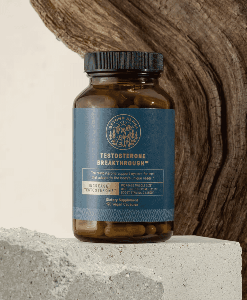 Close-up of Beyond Alpha Ultimate Stack longevity supplements packaging.