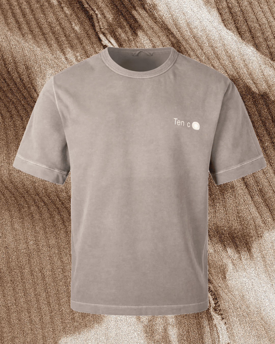 Light gray Ten c crewneck T-shirt featuring a subtle brand logo on the chest.
