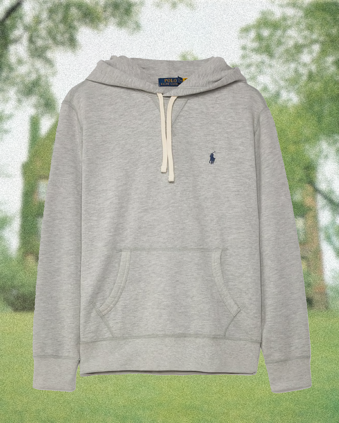 Studio shot of a smooth-finish grey hoodie made from sustainable recycled cotton and French Terry.