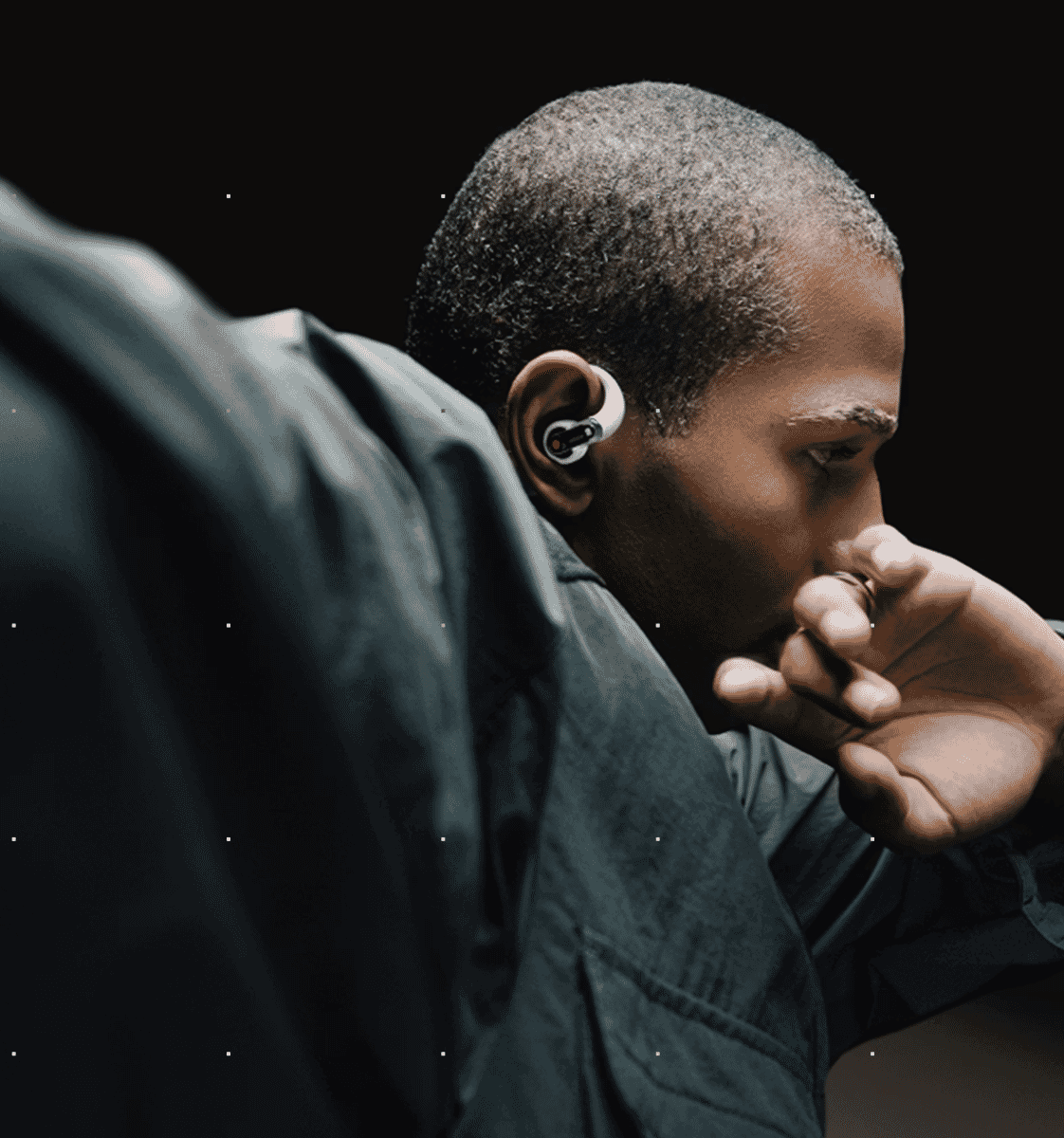 Nothing Ear (open) wireless headphones shown in-ear.