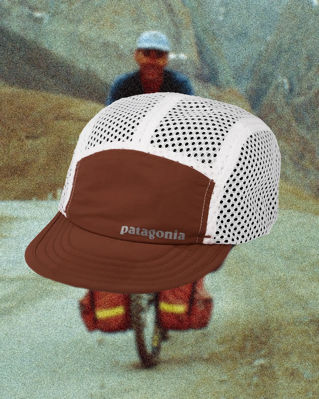Side profile of a cyclist wearing a cap with a significant 'air gap' at the crown, known as the luft style.