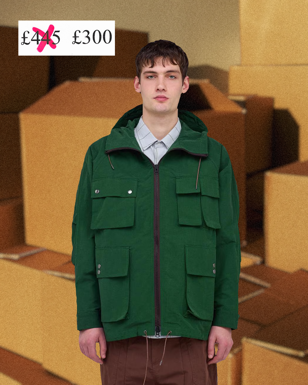 A collage of diverse men's winter coat styles including parkas and puffers.