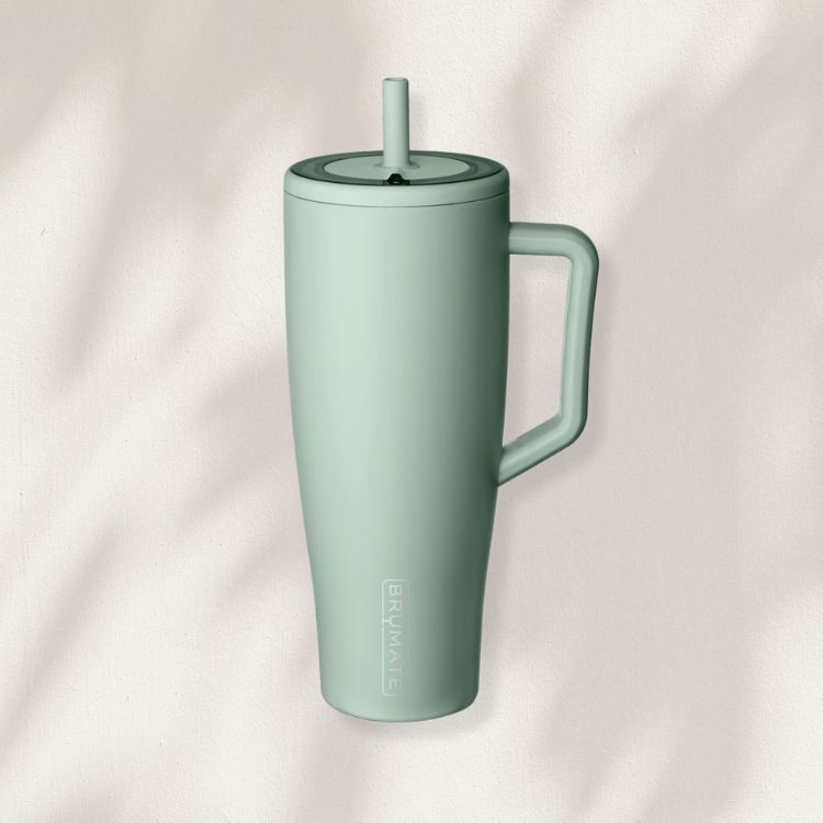 Large 40-ounce insulated tumbler with a handle and straw