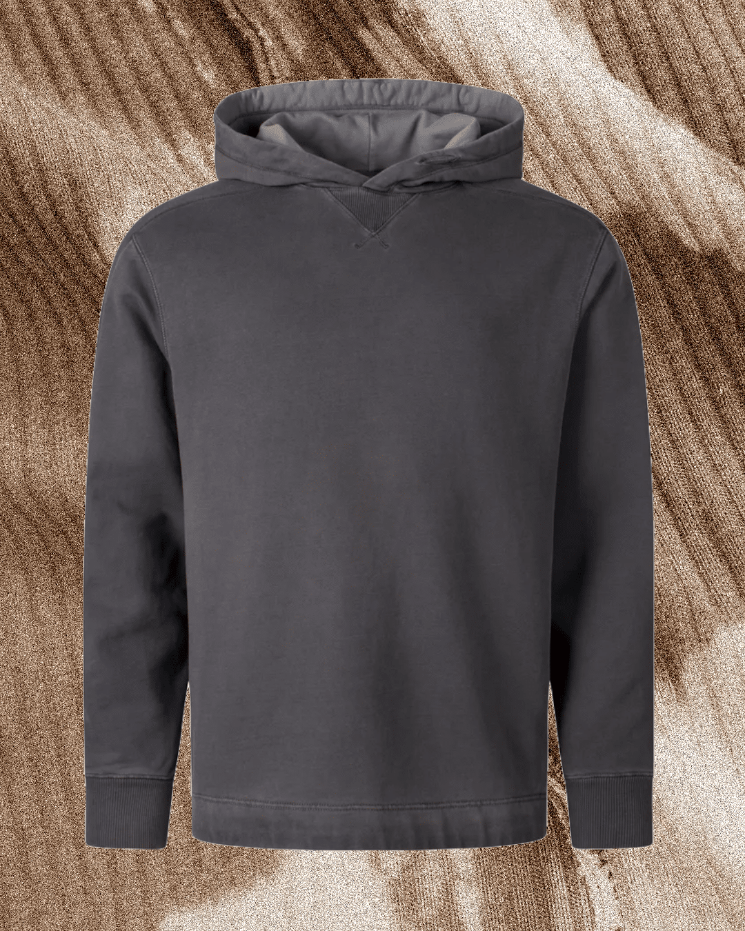Dark gray Ten c hooded sweatshirt with ribbed cuffs and high-quality jersey construction.